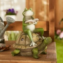 Best deal 🎉 Zingz & Thingz Zingz & Thingz 10.5" Polyresin Frog and Turtle Solar Statue Green 🎉 -Garden Decor Shop unnamed file 1007