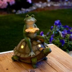 Best deal 🎉 Zingz & Thingz Zingz & Thingz 10.5" Polyresin Frog and Turtle Solar Statue Green 🎉 -Garden Decor Shop unnamed file 1008