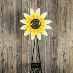 Cheap 🎁 Backyard Expressions 70" Steel Sunflower Windmill White/Yellow/Black 🌟