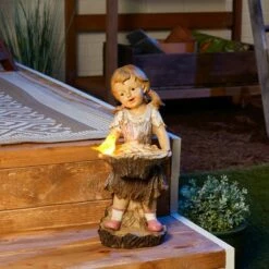 Best Pirce 🔥 Zingz & Thingz Zingz & Thingz 14.5" Polyresin Sweet ☀️ Summertime Solar Statue Brown 🔥 -Garden Decor Shop unnamed file 10120