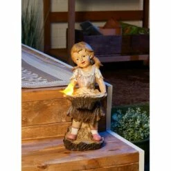 Best Pirce 🔥 Zingz & Thingz Zingz & Thingz 14.5" Polyresin Sweet ☀️ Summertime Solar Statue Brown 🔥 -Garden Decor Shop unnamed file 10121
