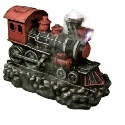 Flash Sale 🎉 Northlight 38" Prelit LED Vintage Locomotive Train Outdoor Patio Garden Water Fountain - Red/Black 🎁