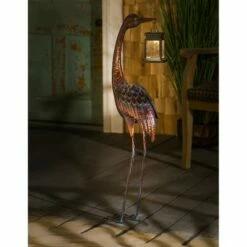 Deals π Evergreen 33.5"H Decorative Metal Crane with Solar Lantern Garden Statuary π€©
