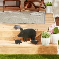 Budget 💯 Zingz & Thingz Zingz & Thingz 11" Iron Pig with Piglets Sculpture Brown 😀 -Garden Decor Shop unnamed file 10190