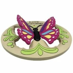 Hot Sale 🌟 Evergreen Love Transforms Us, Butterfly with 3D Wings, Round Garden Stone- 11 x 11 Inches Garden and Yard Decor 🎁
