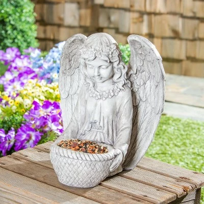 Outlet π Evergreen 16"H Concrete Angel Bird Feeder Garden Statuary- π 3 Outlet π Evergreen 16"H Concrete Angel Bird Feeder Garden Statuary- π