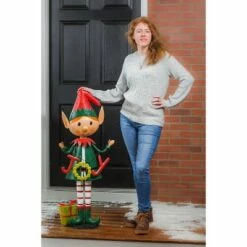 Best Pirce ❤️ Evergreen 43"H Metal Bouncy Elf Joy Garden Statuary 🥰