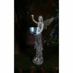 Coupon π€© Evergreen Angel Garden Statue w/Blue Light Lantern π