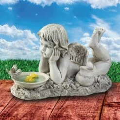 Buy 🔥 Design Toscano 🌞 Summertime Reflections Cherub Garden Statue - Off-White 😉