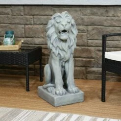 Buy π Sunnydaze Decor Sunnydaze Outdoor Concrete Noble Beast Sitting Lion Patio Lawn and Garden Decorative Sculpture - 30" π