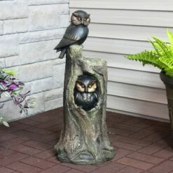 Best Pirce π― Sunnydaze Decor Sunnydaze Outdoor Polyresin Owl Duo on Tree Stump Patio Lawn and Garden Decorative Accent Statue - 31" β¨