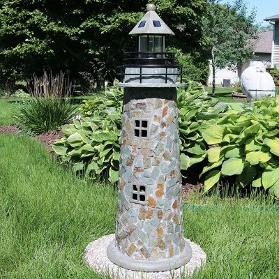 Buy π Sunnydaze Decor Sunnydaze Outdoor Backyard Garden Nautical Lighthouse Solar LED Pathlight Statue Figurine - 36" - Cobblestone π€© 4 Buy π Sunnydaze Decor Sunnydaze Outdoor Backyard Garden Nautical Lighthouse Solar LED Pathlight Statue Figurine - 36" - Cobblestone π€© - Image 2