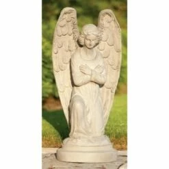 Hot Sale ✨ Roman 30" Kneeling Angel with Arms Folded Outdoor Patio Garden Statue - Gray 🎉