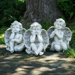 Outlet 😍 Northlight Set of 3 Sitting Cherub Angel Outdoor Patio Garden Statues 11" - White ⭐ -Garden Decor Shop unnamed file 10700