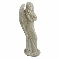 Discount π₯° Northlight 22" Peaceful Angel Holding a Floral Wreath Outdoor Garden Statue π§¨