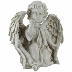 Promo ✨ Northlight 10" Ivory Angel Boy on Knee with Bird Outdoor Garden Statue ✔️ -Garden Decor Shop unnamed file 10781