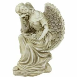 Brand new 🧨 Northlight 12" Weathered Daydreaming Angel with Rose Outdoor Patio Garden Statue - Almond Brown 👍