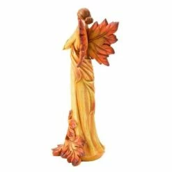Promo π 12" Polyresin Sculpture Fall Angel with Leaf Wings and Fiery Hues of Autumn - Evergreen π