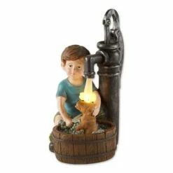 Deals 💯 Zingz & Thingz Zingz & Thingz 10.75" Polyresin Boy and 🦮 Dog Solar Garden Statue ⌛ -Garden Decor Shop unnamed file 10876