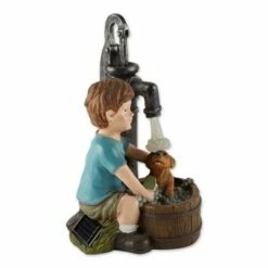 Deals 💯 Zingz & Thingz Zingz & Thingz 10.75" Polyresin Boy and 🦮 Dog Solar Garden Statue ⌛ -Garden Decor Shop unnamed file 10877