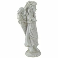 Discount 🤩 Northlight 9.75" Ivory Standing Angel with Floral Crown Outdoor Garden Statue 🔔 -Garden Decor Shop unnamed file 10917