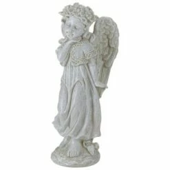 Discount 🤩 Northlight 9.75" Ivory Standing Angel with Floral Crown Outdoor Garden Statue 🔔 -Garden Decor Shop unnamed file 10919