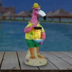 Best deal β€οΈ 13" Solar Flamingo With Firefly Resin Jar - Exhart π§¨