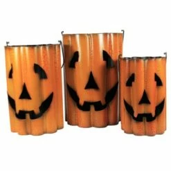 Best deal 🤩 Direct International 💀 Halloween 11.25" Metal Pumpkin Baskets Ghost Pumpkin Set Wavy - Outdoor Sculptures And Statues 🎁 -Garden Decor Shop unnamed file 11191