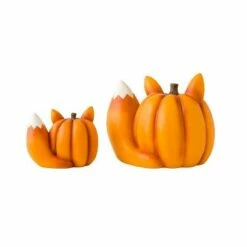 Hot Sale 😀 Set of 2 9" Polyresin Pumpkin Statues Mother and Baby Fox - Evergreen ⌛ -Garden Decor Shop unnamed file 11362