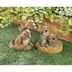 Deals 🥰 Zingz & Thingz Zingz & Thingz 6" Polyresin Peek-a-Boo Garden Bunnies Décor Statue Brown 💯