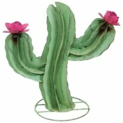 Buy 👍 Sunnydaze Decor Sunnydaze Saguaro Cactus Metal Statue with Pink Flowers - Rustic Metal Art Sculpture - For Indoor or Outdoor Use - 15" - Green and Pink - Set of 2 🎉 -Garden Decor Shop unnamed file 11403
