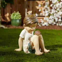 Budget 🌟 Zingz & Thingz Zingz & Thingz 10.5" Polyresin Making Friends Solar Sculpture 💯 -Garden Decor Shop unnamed file 11538