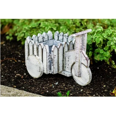 Wholesale π HI-LINE GIFT LTD 11" Wood Cart Planter White - Hi-Line Gift π 3 Wholesale π HI-LINE GIFT LTD 11" Wood Cart Planter White - Hi-Line Gift π