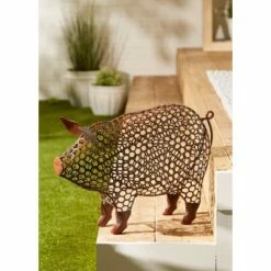 Deals ❤️ Zingz & Thingz Zingz & Thingz 17.5" Iron Chicken Wire Pig Sculpture Brown ⭐ -Garden Decor Shop unnamed file 11652