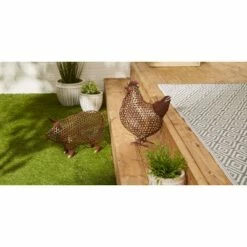 Deals ❤️ Zingz & Thingz Zingz & Thingz 17.5" Iron Chicken Wire Pig Sculpture Brown ⭐ -Garden Decor Shop unnamed file 11653
