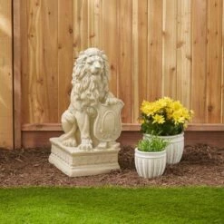 Outlet 🔔 Zingz & Thingz Zingz & Thingz 12.25" Polyresin Lion Statue Ivory ✨ -Garden Decor Shop unnamed file 11772