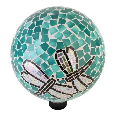 Best Sale 🎁 12" x 10" Indoor/Outdoor Dragonfly Duo Glass Gazing Globe Turquoise - Alpine Corporation 🎉 5 Best Sale 🎁 12" x 10" Indoor/Outdoor Dragonfly Duo Glass Gazing Globe Turquoise - Alpine Corporation 🎉 - Image 3