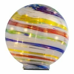 Coupon 🧨 11" x 8" Indoor/Outdoor Glass Gazing Globe with LED Lights and Stand - Alpine Corporation 😀 -Garden Decor Shop unnamed file 11925
