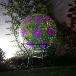Cheap 🥰 24" x 16" Indoor/Outdoor Glass Gazing Globe with LED Lights and Stand Purple/Green - Alpine Corporation 🔔 -Garden Decor Shop unnamed file 11934