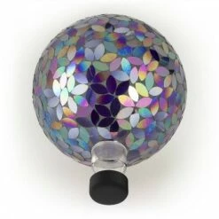 Promo 😉 Alpine Corporation 12" Glass Pearlized Petals Mosaic Gazing Globe with Petal Pattern Purple 😉