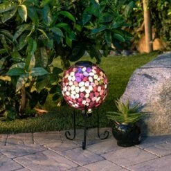Best Pirce 🧨 Alpine Corporation Alpine 11" Solar Mosaic Iron/Glass Gazing Globe with Stand Pink 🤩 -Garden Decor Shop unnamed file 11944