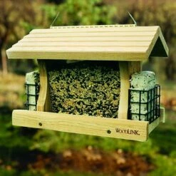 Best Pirce ✔️ Woodlink 5-Pound Capacity Deluxe Cedar Wood Hanging Bird Feeder with Cable & Suet Cages, Brown 👍
