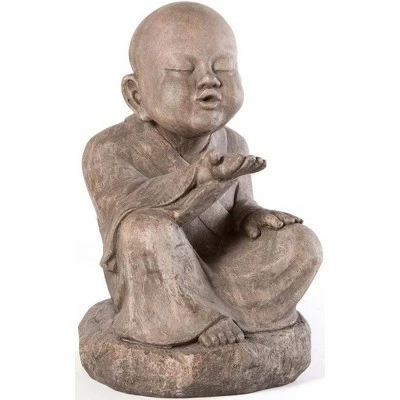 Flash Sale ✨ 19" Indoor/Outdoor Resin Wishing Buddha Garden Statue Brown - Alfresco Home LLC 🛒 3 Flash Sale ✨ 19" Indoor/Outdoor Resin Wishing Buddha Garden Statue Brown - Alfresco Home LLC 🛒 - Image 2