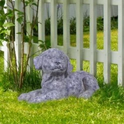 Best deal π 10" x 9" Indoor/Outdoor Laying Puppy Magnesium Oxide Garden Statue Gray - Alpine Corporation βοΈ