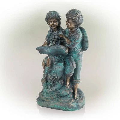 Best Pirce π― Alpine Corporation 15" Polyresin Boy and Girl Reading Statue Bronze π 4 Best Pirce π― Alpine Corporation 15" Polyresin Boy and Girl Reading Statue Bronze π - Image 2