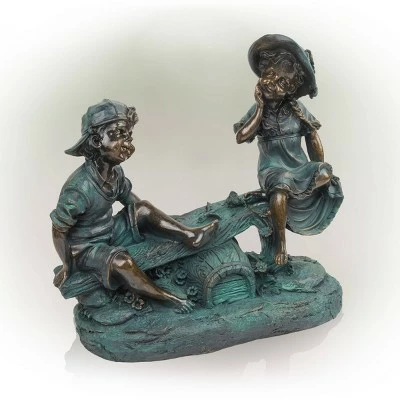 Brand new π Alpine Corporation 14" Indoor/Outdoor Girl and Boy Playing on Teeter Totter Statue Yard Décor Bronze π 3 Brand new π Alpine Corporation 14" Indoor/Outdoor Girl and Boy Playing on Teeter Totter Statue Yard Décor Bronze π - Image 2