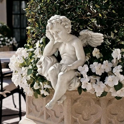 Outlet ✨ Design Toscano Mourning Mortality Sitting Cherub Sculpture - Off-White ⭐ 4 Outlet ✨ Design Toscano Mourning Mortality Sitting Cherub Sculpture - Off-White ⭐ - Image 2