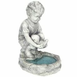 Brand new π Design Toscano Tommy At The Turtle Pond Little Boy Statue - Gray π