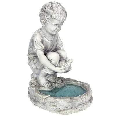Brand new π Design Toscano Tommy At The Turtle Pond Little Boy Statue - Gray π 2 Brand new π Design Toscano Tommy At The Turtle Pond Little Boy Statue - Gray π