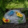Promo 😀 Northlight 10.5" Gray Spring Butterfly and Sunflower "Welcome" Outdoor Garden Stone 🎁